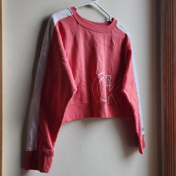 Calvin Klein Performance Pink/White Cropped Scoop Neck Sweatshirt Size Small - Picture 3 of 13